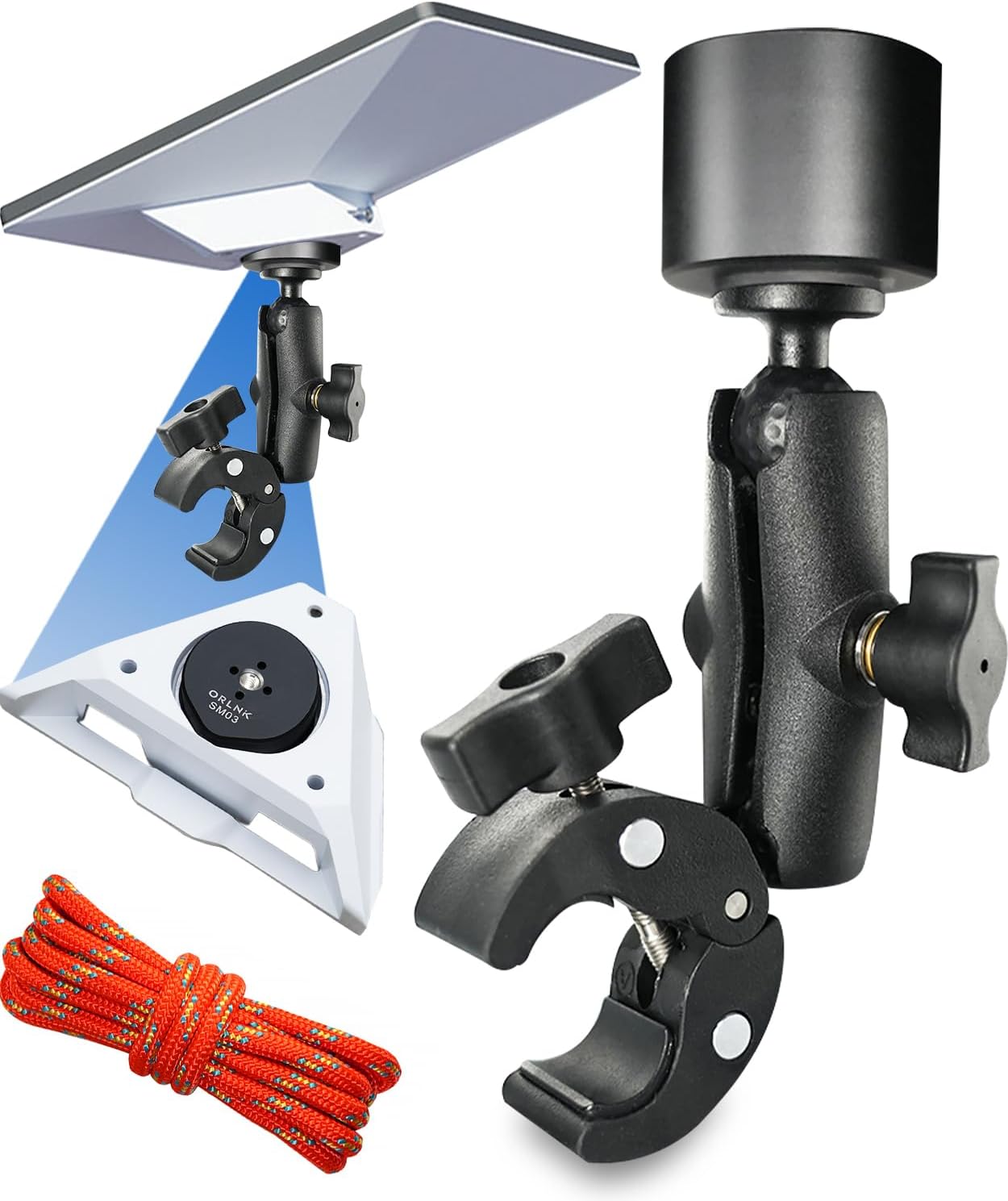 ORLN'K Adjustable Clamp RV Ladder Roof Rail Pole Pipe, Boat Mounting Kit for Starlink Mini SM03-K2