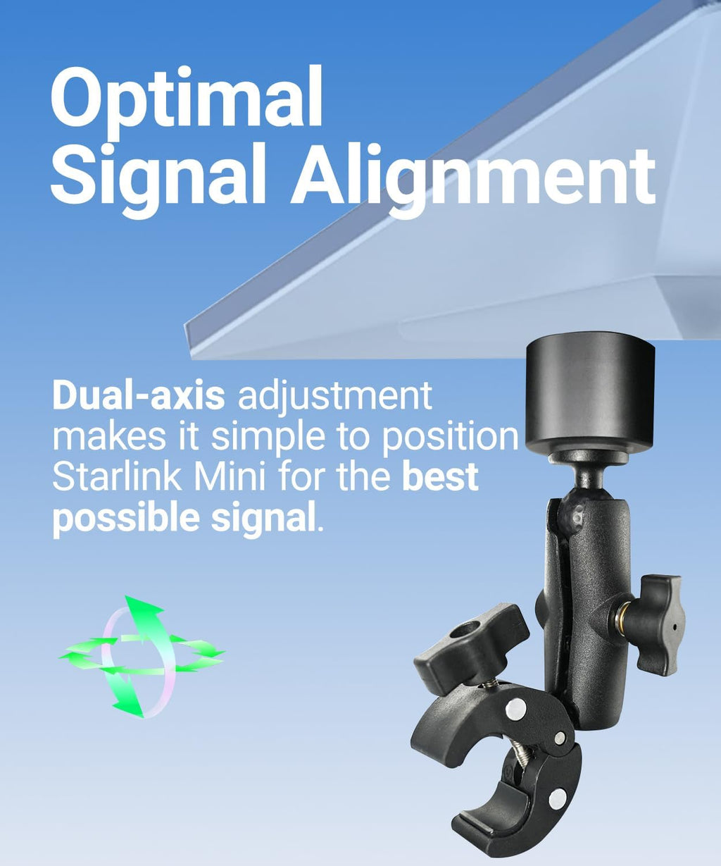 ORLN'K Adjustable Clamp RV Ladder Roof Rail Pole Pipe, Boat Mounting Kit for Starlink Mini SM03-K2