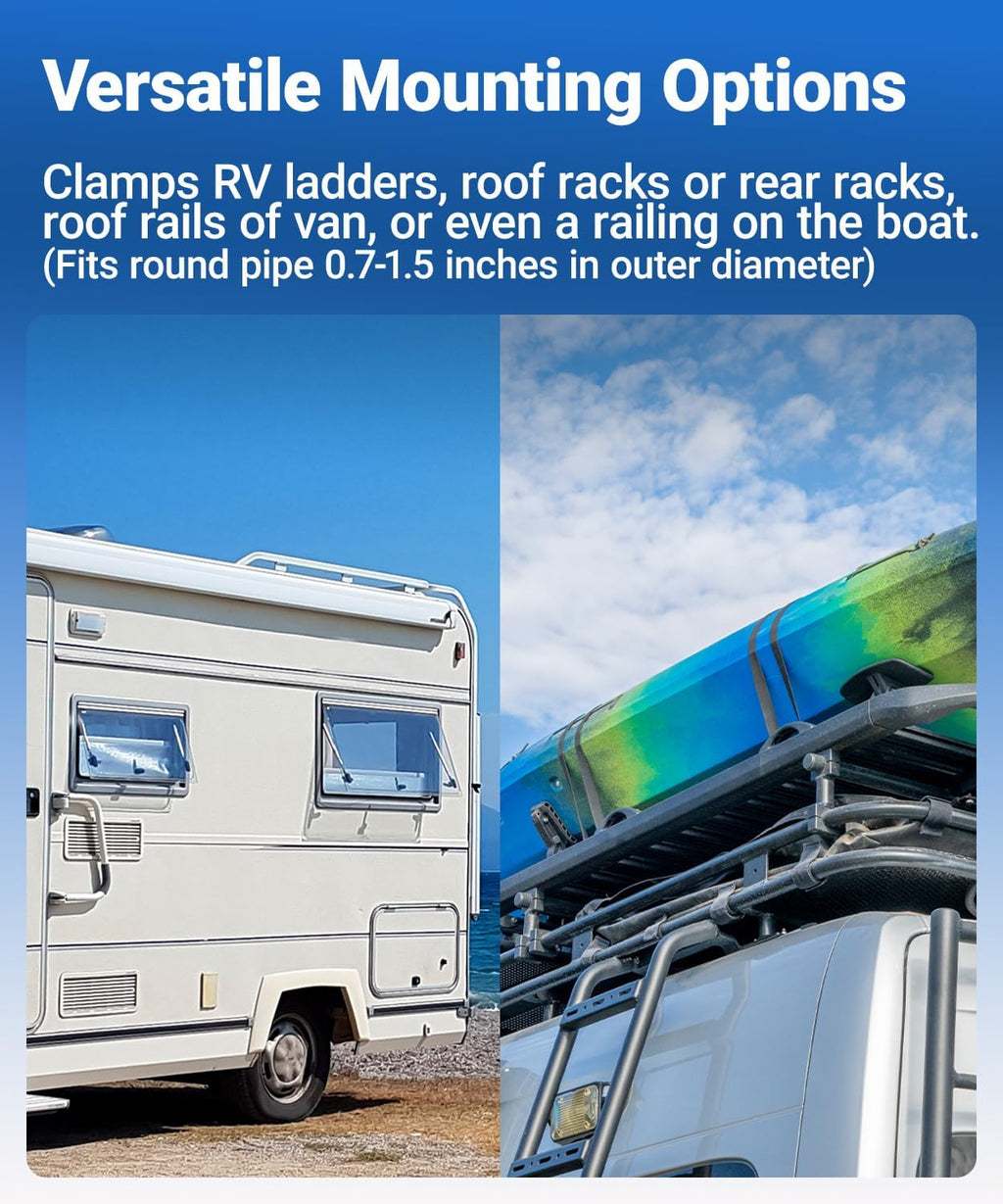 ORLN'K Adjustable Clamp RV Ladder Roof Rail Pole Pipe, Boat Mounting Kit for Starlink Mini SM03-K2