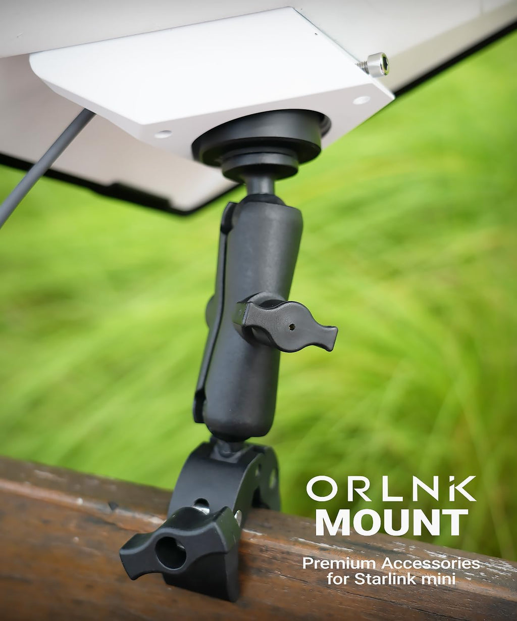 ORLN'K Adjustable Clamp RV Ladder Roof Rail Pole Pipe, Boat Mounting Kit for Starlink Mini SM03-K2