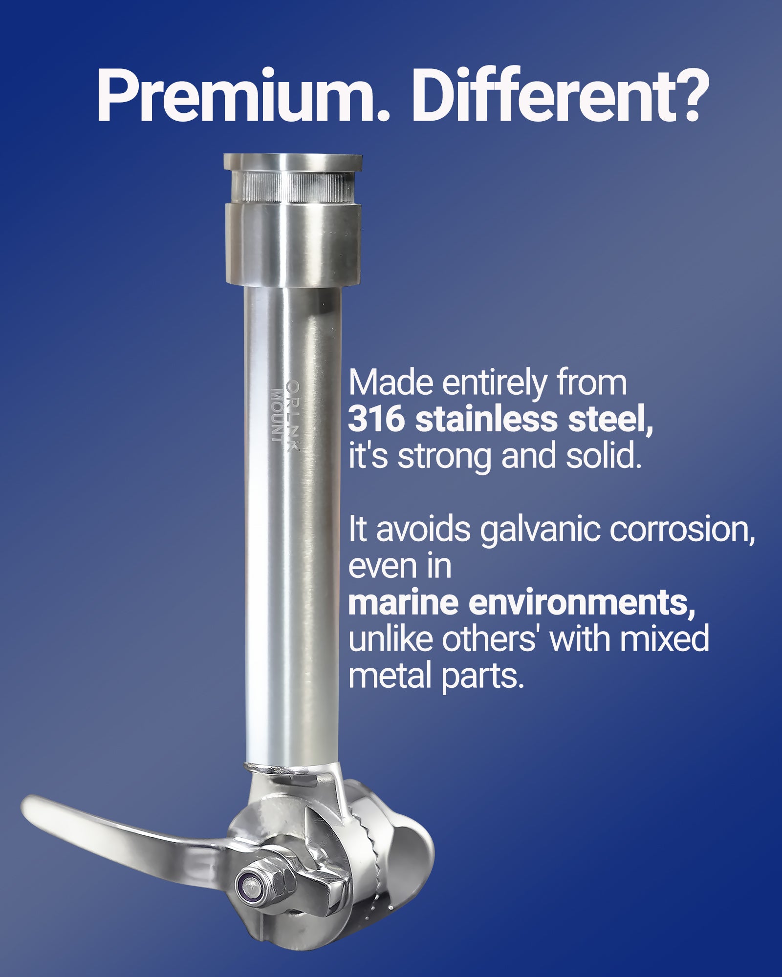 ORLN'K Marine-Grade Adjustable Rail Mount for Starlink Mini (316 Stainless Steel, Fits 1" Pipe Railing Ladder) for Boat, Yacht, Sailboat, Trawler and RV Mounting Kit