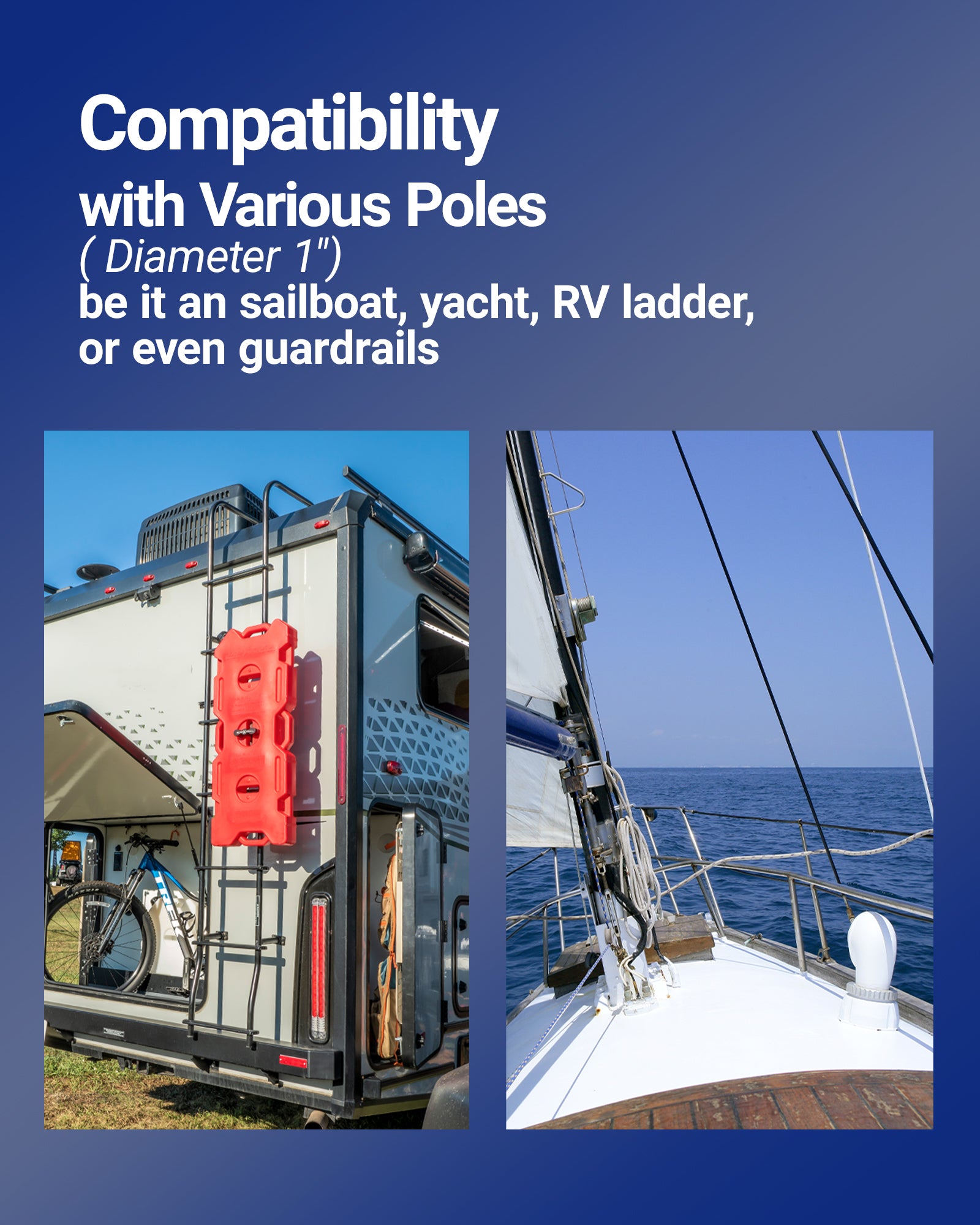 ORLN'K Marine-Grade Adjustable Rail Mount for Starlink Mini (316 Stainless Steel, Fits 1" Pipe Railing Ladder) for Boat, Yacht, Sailboat, Trawler and RV Mounting Kit