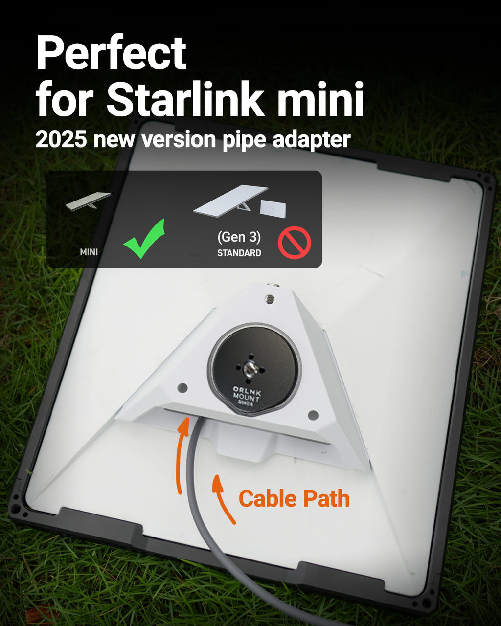 ORLN'K SM04 Tripod Adapter Mount for Starlink Mini (New Version Pipe Adapter)