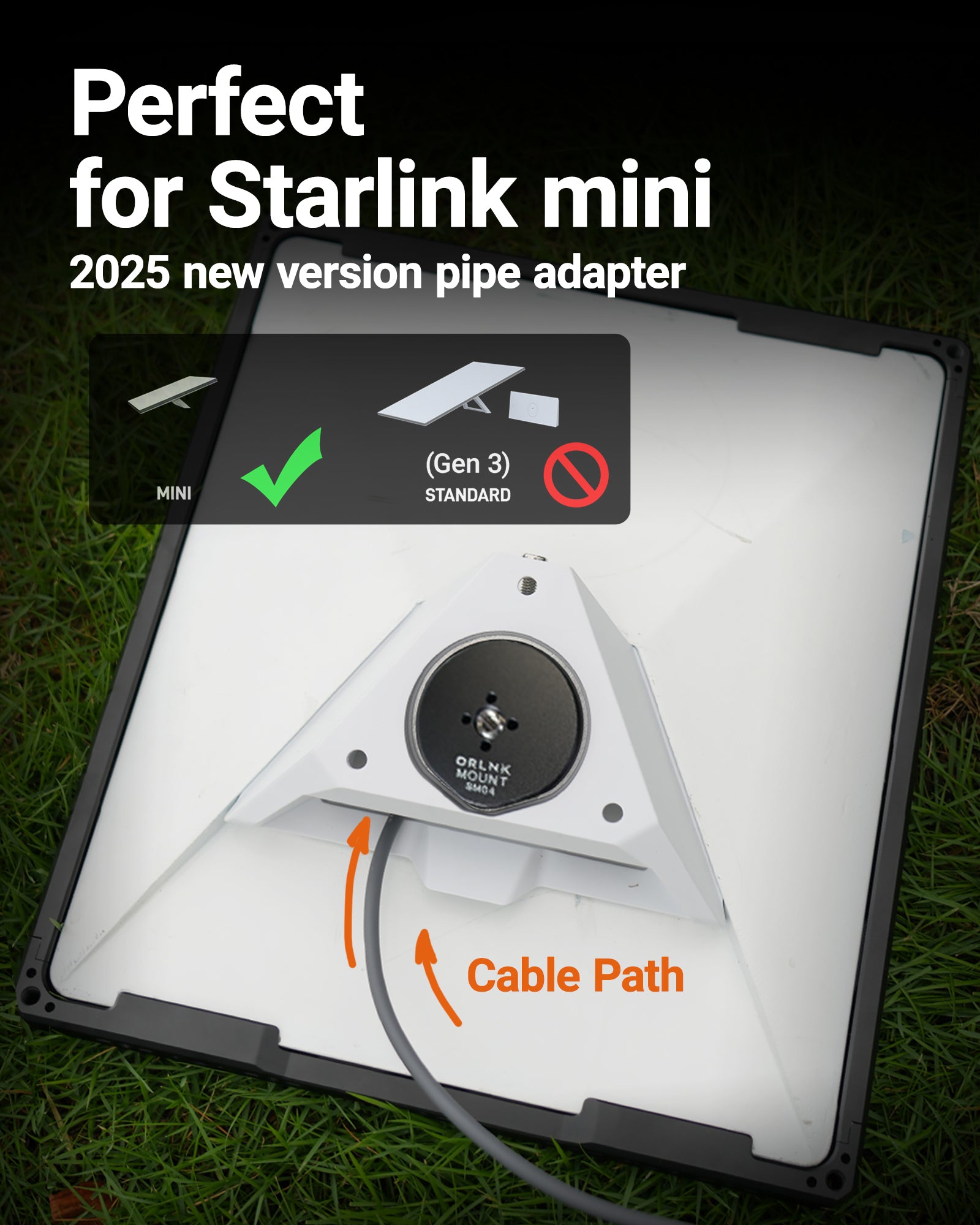 ORLN'K SM04 Tripod Adapter Mount for Starlink Mini (New Version Pipe Adapter)