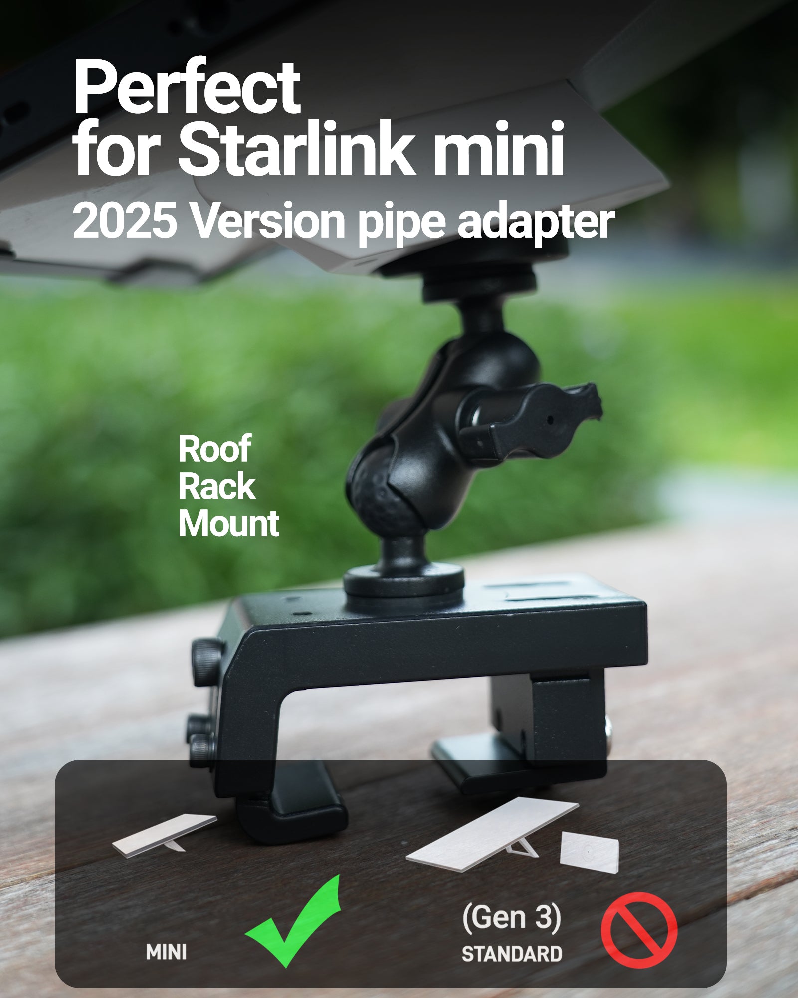 ORLN'K for Starlink mini Mount Roof Rack Mounting Kit for RV SUV Truck Jeep Vehicle - Fits Square Rails